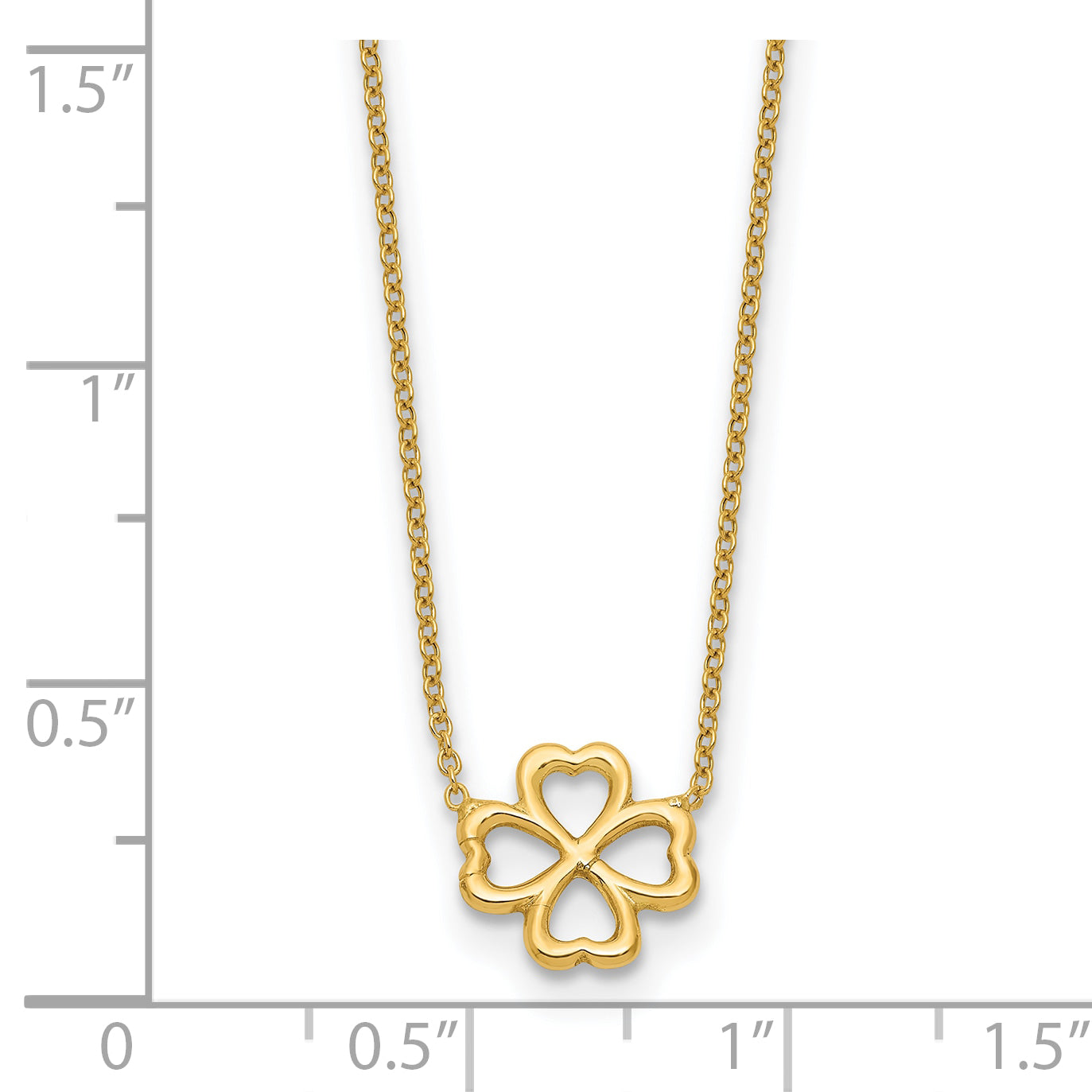 14K Polished 4-Leaf Clover w/2in ext. Necklace