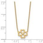 14K Polished 4-Leaf Clover w/2in ext. Necklace