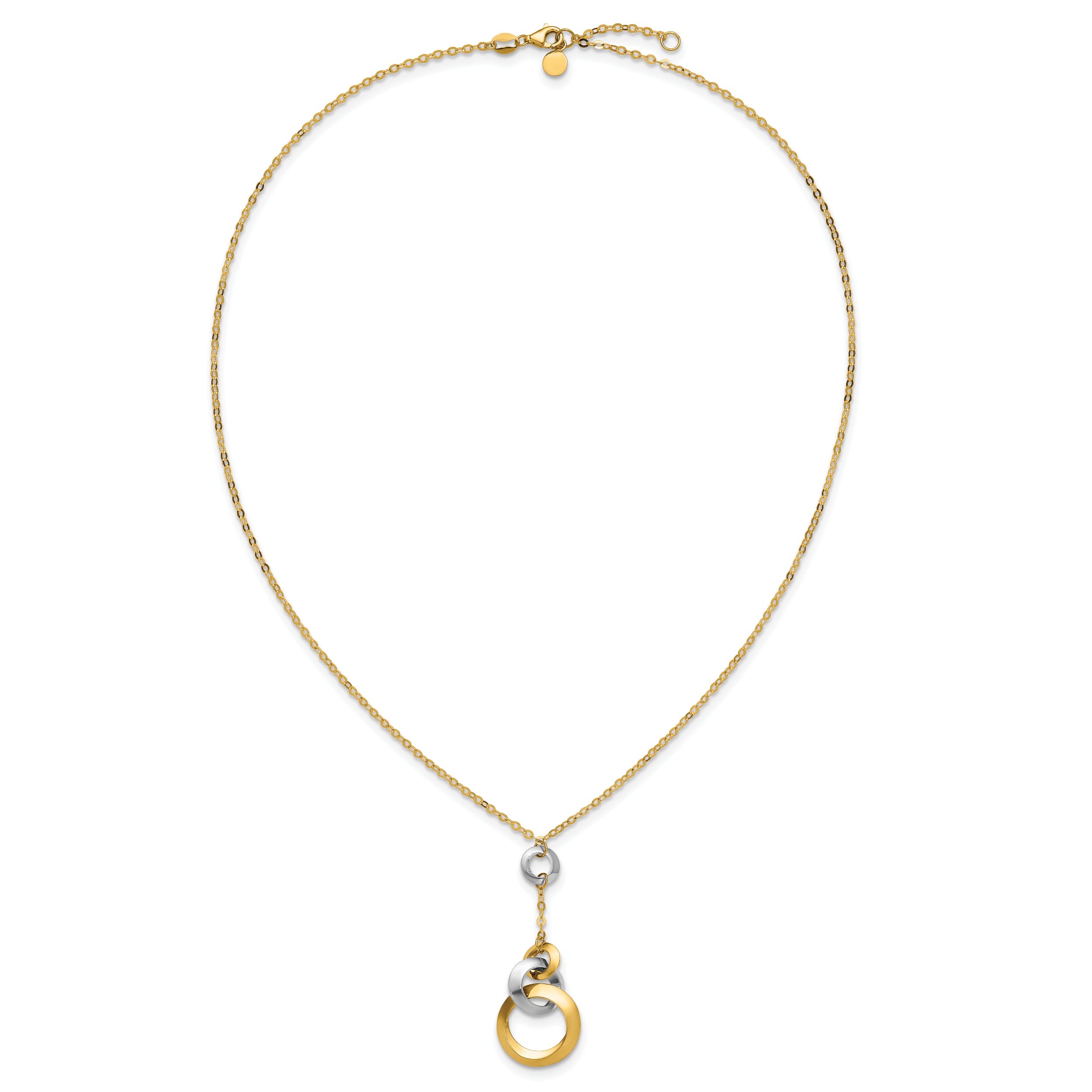 14K Two-tone Polished Circle Link Accent w/1in ext. Necklace