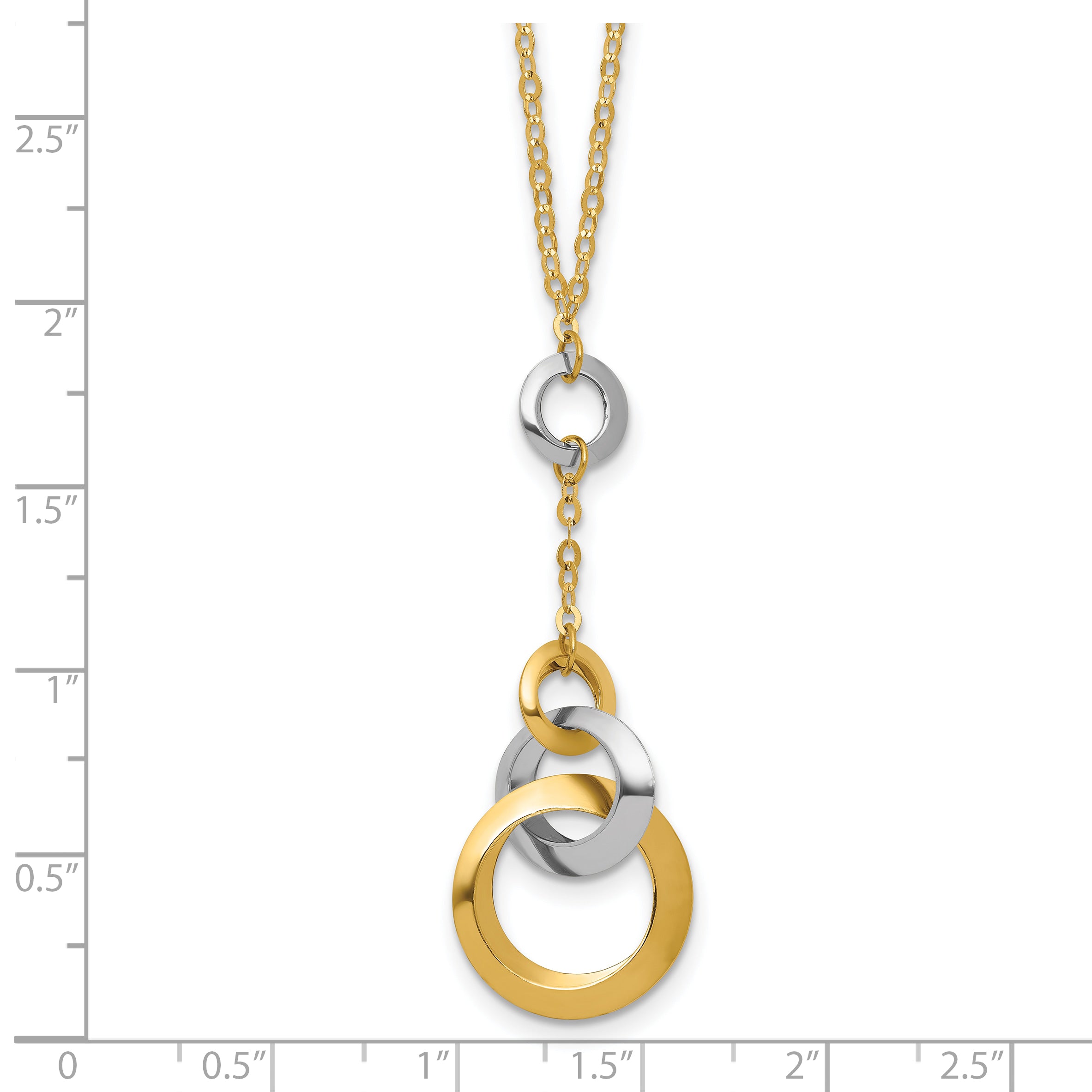 14K Two-tone Polished Circle Link Accent w/1in ext. Necklace