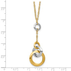 14K Two-tone Polished Circle Link Accent w/1in ext. Necklace