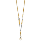14K w/White RH Polished Fancy 2-Strand Oval Link Necklace