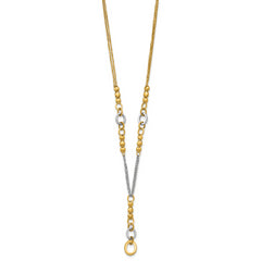 14K w/White RH Polished Fancy 2-Strand Oval Link Necklace