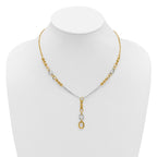 14K w/White RH Polished Fancy 2-Strand Oval Link Necklace