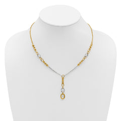 14K w/White RH Polished Fancy 2-Strand Oval Link Necklace