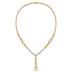 14K w/White RH Polished Fancy 2-Strand Oval Link Necklace