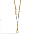 14K w/White RH Polished Fancy 2-Strand Oval Link Necklace