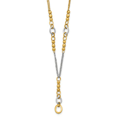 14K w/White RH Polished Fancy 2-Strand Oval Link Necklace