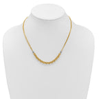 14K w/White RH Polished D/C 2-Strand Rolo Link Necklace