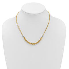 14K w/White RH Polished D/C 2-Strand Rolo Link Necklace