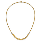14K w/White RH Polished D/C 2-Strand Rolo Link Necklace