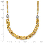 14K w/White RH Polished D/C 2-Strand Rolo Link Necklace