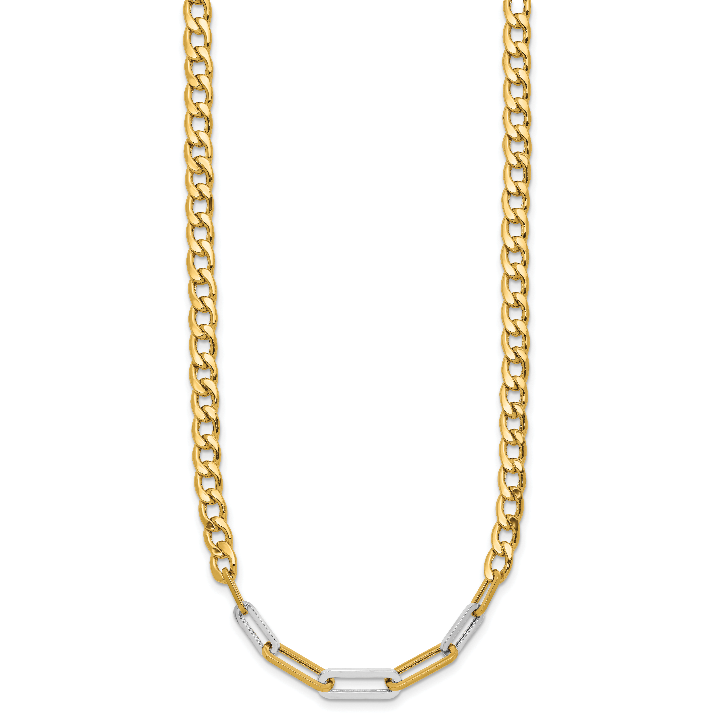 14K w/White RH Polished Curb and Paperclip Link Necklace Secondary image