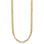 14K w/White RH Polished Curb and Paperclip Link Necklace