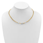 14K w/White RH Polished Curb and Paperclip Link Necklace
