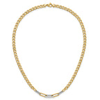 14K w/White RH Polished Curb and Paperclip Link Necklace