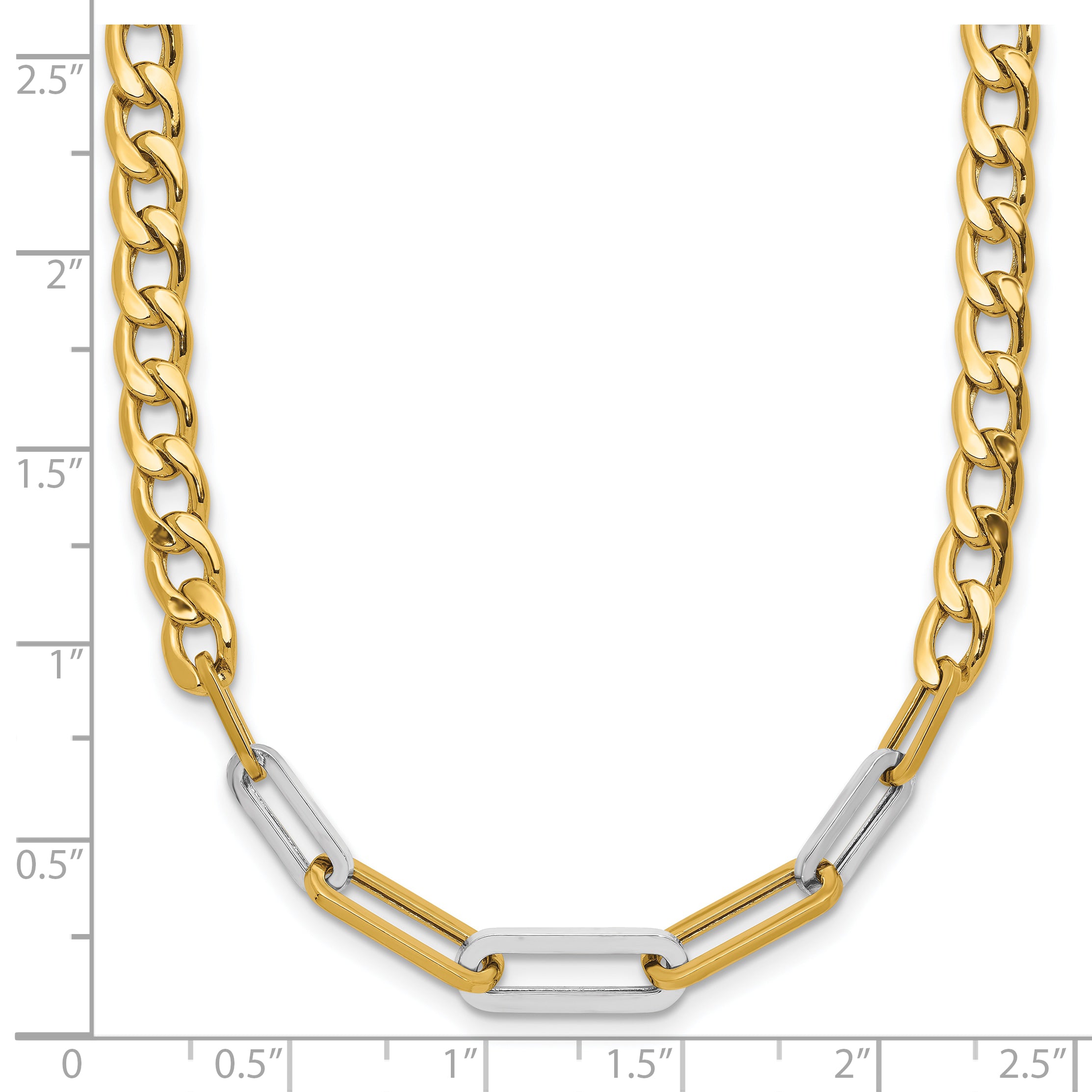 14K w/White RH Polished Curb and Paperclip Link Necklace
