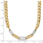 14K w/White RH Polished Curb and Paperclip Link Necklace