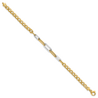 14K w/White Rhodium Polished Curb and Paperclip Link Bracelet