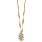 14K w/White RH Polished D/C Fancy Oval 2-Strand Necklace
