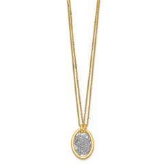 14K w/White RH Polished D/C Fancy Oval 2-Strand Necklace