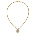 14K w/White RH Polished D/C Fancy Oval 2-Strand Necklace