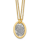 14K w/White RH Polished D/C Fancy Oval 2-Strand Necklace