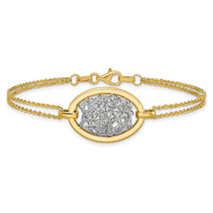 14K w/White Rhodium Polished D/C Fancy Oval 2-Strand Bracelet