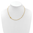 14K Polish/Dia-cut/Beaded Religious Rosary Style Necklace