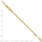 14K Polished Diamond-cut / Beaded Religious Rosary Style Bracelet