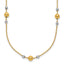 14K w/White Rhodium Polished / Beaded Station Necklace
