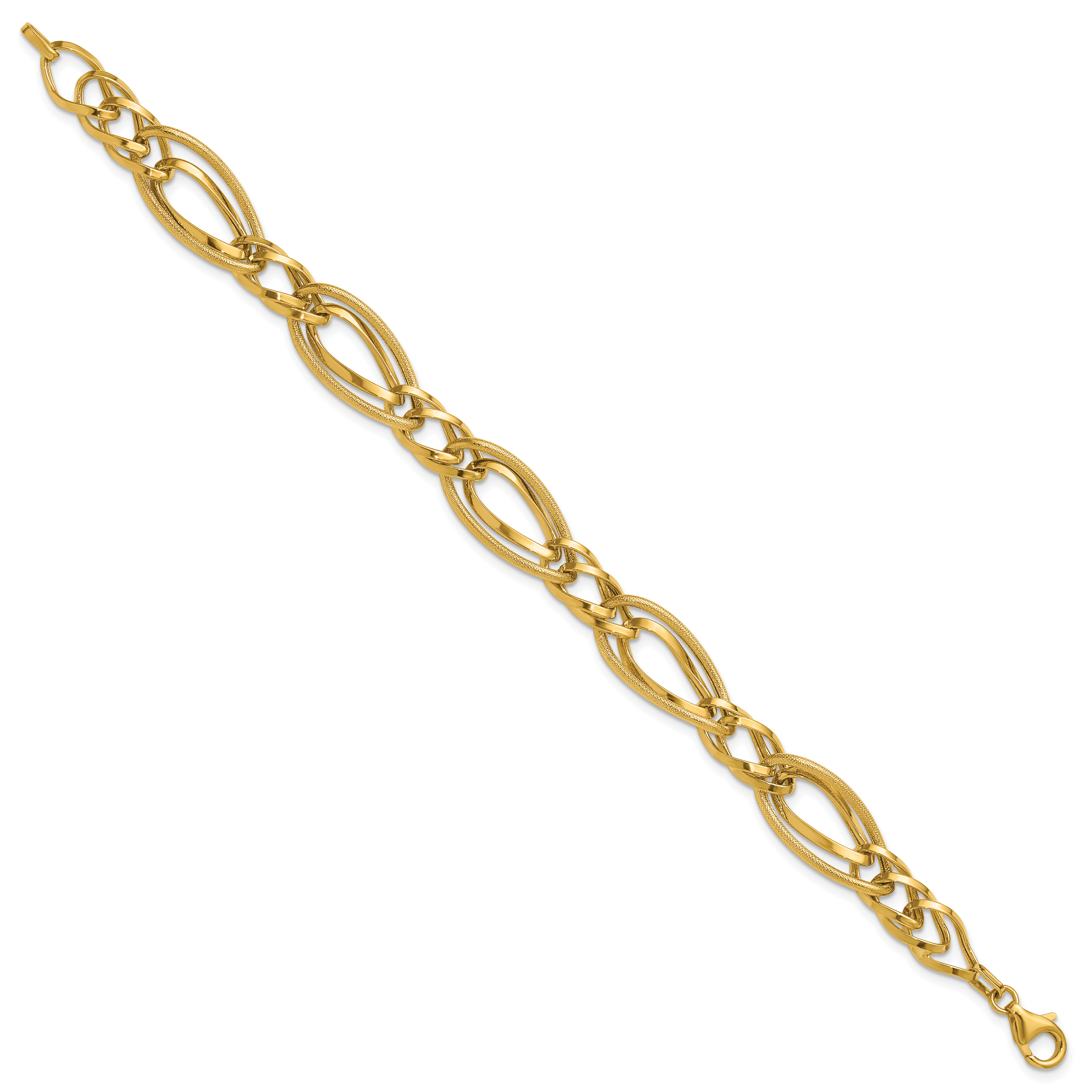14K Polished and Textured Fancy Link Bracelet Secondary image