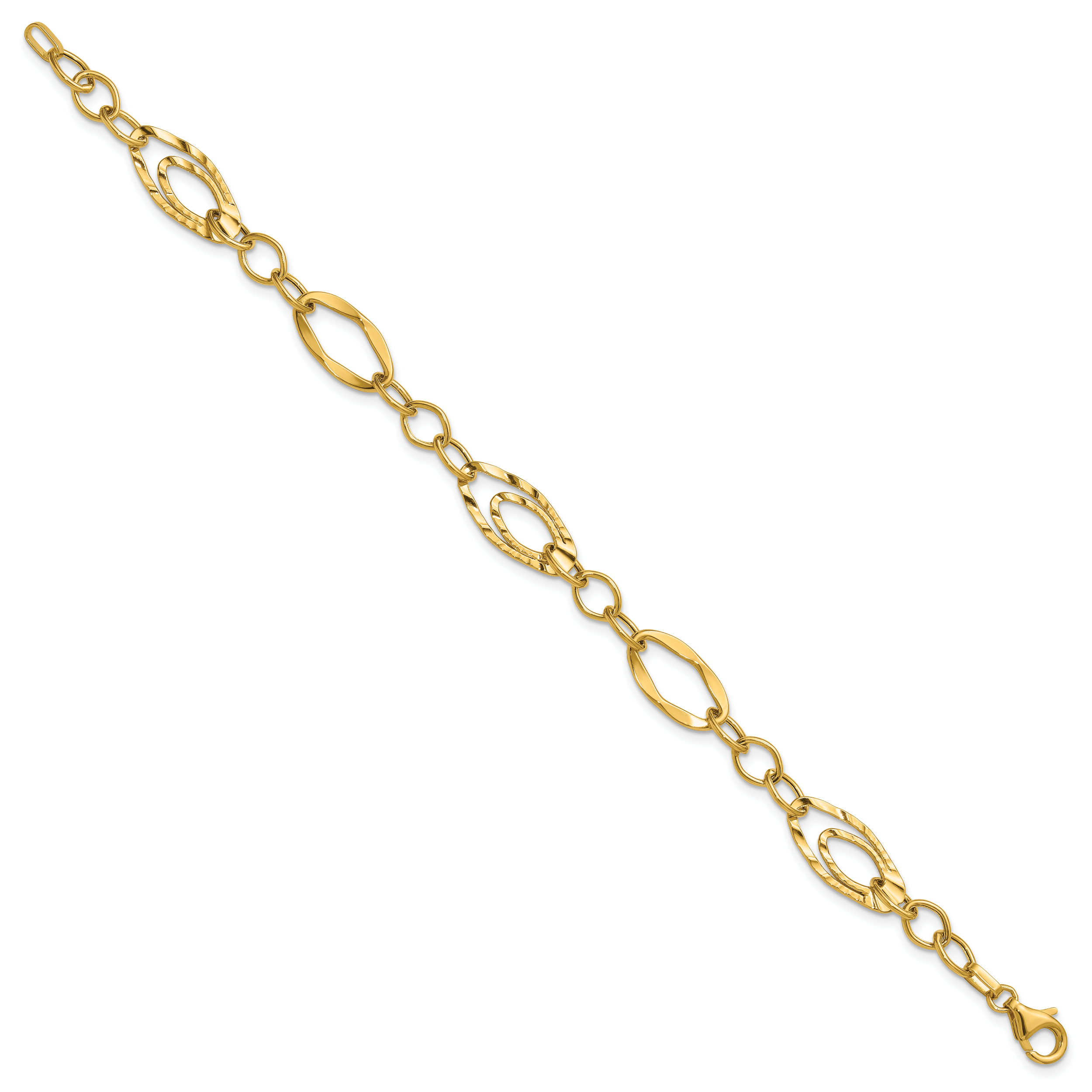 14K Polished and Wavy Textured Fancy Link Bracelet Secondary image