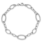 14K White Gold Polished and Textured Link Bracelet