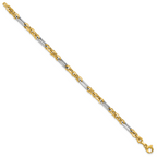 14K w/White Rhodium Polished Cable and Paperclip Link Bracelet
