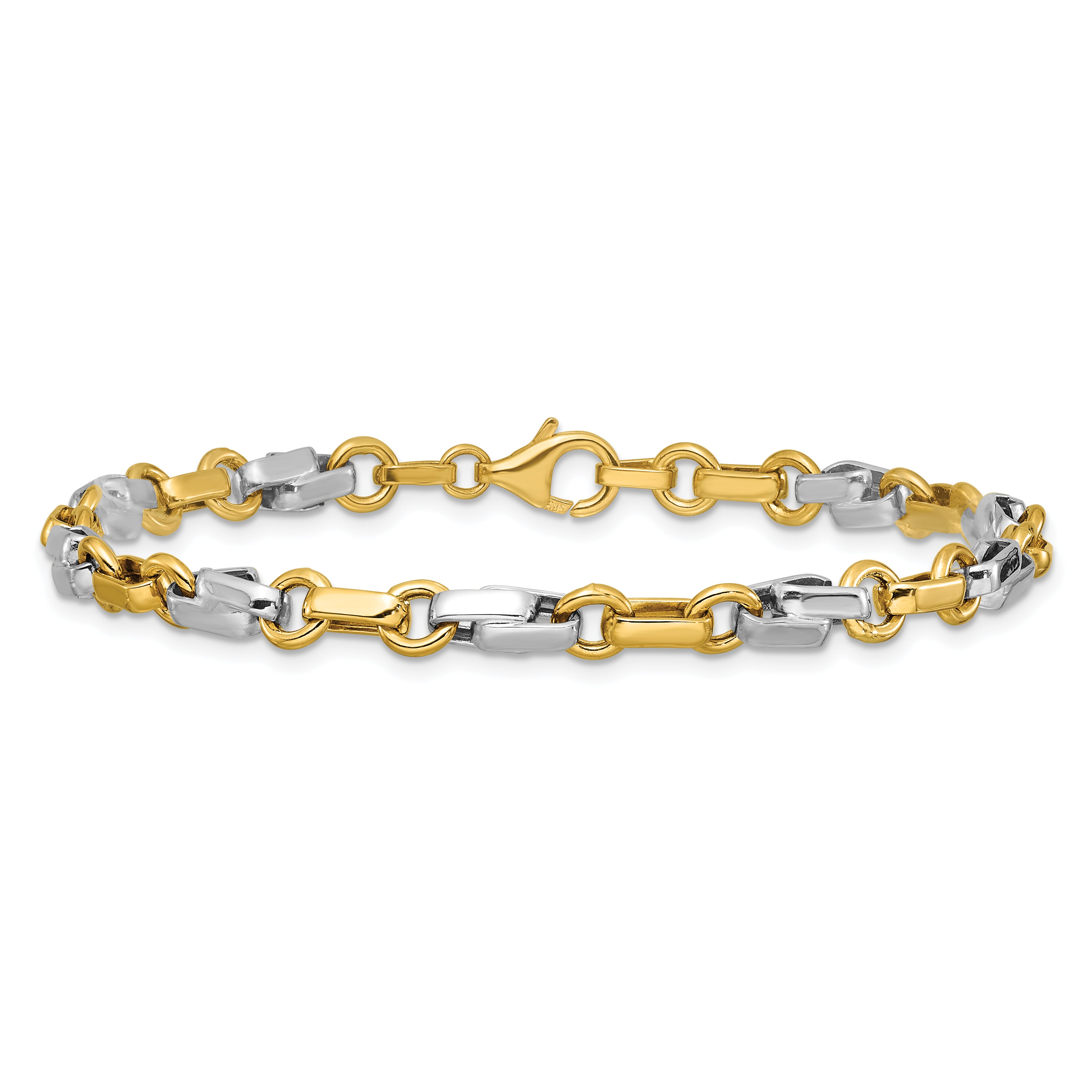 14K w/White Rhodium Polished Fancy Link Bracelet