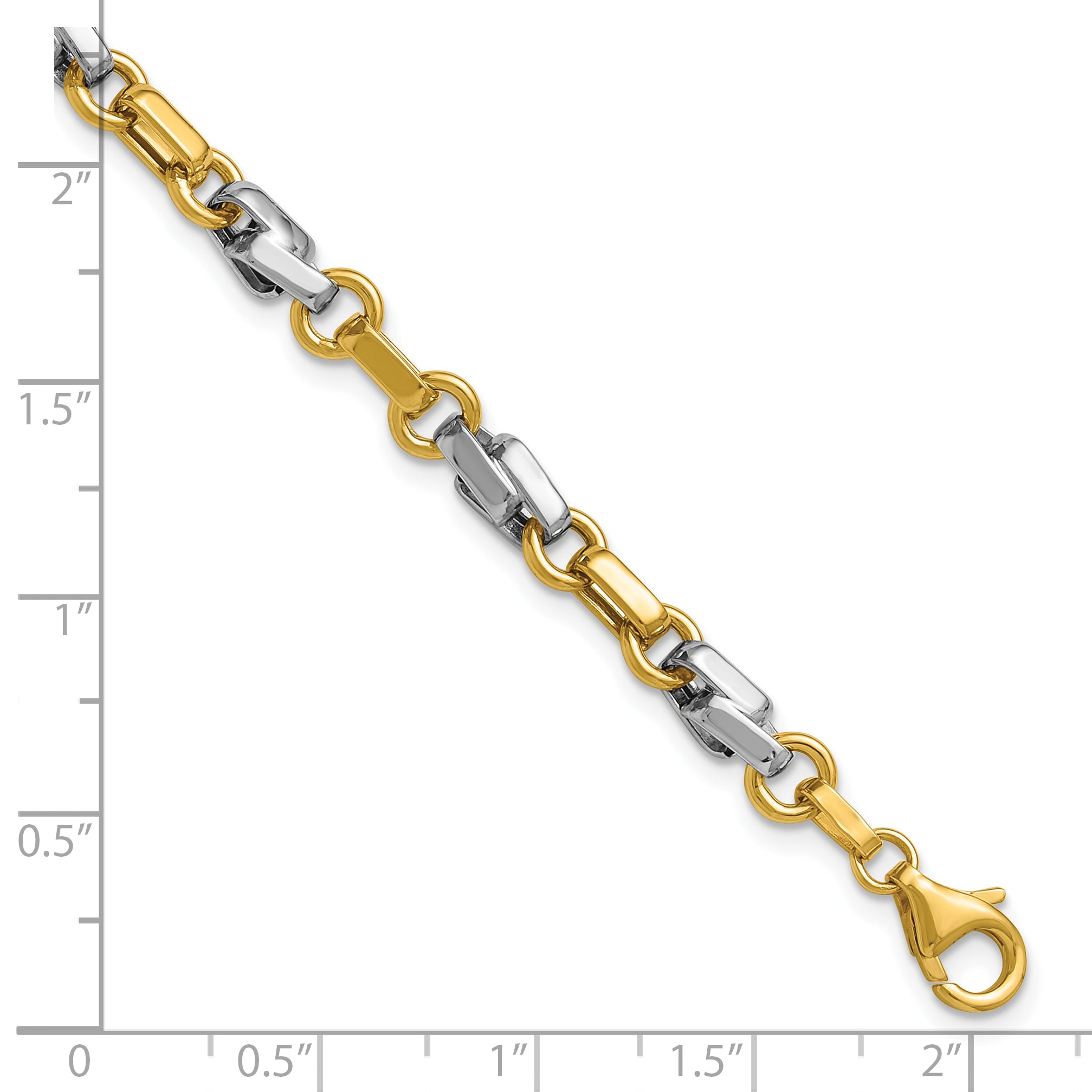 14K w/White Rhodium Polished Fancy Link Bracelet