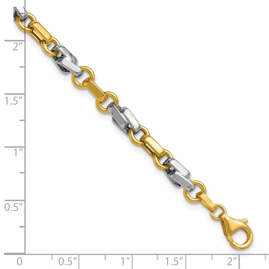 14K w/White Rhodium Polished Fancy Link Bracelet