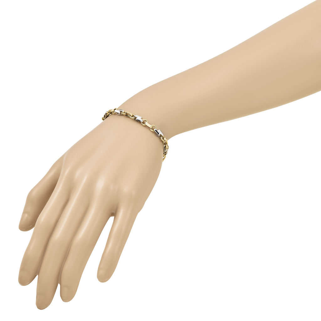 14K w/White Rhodium Polished Fancy Link Bracelet