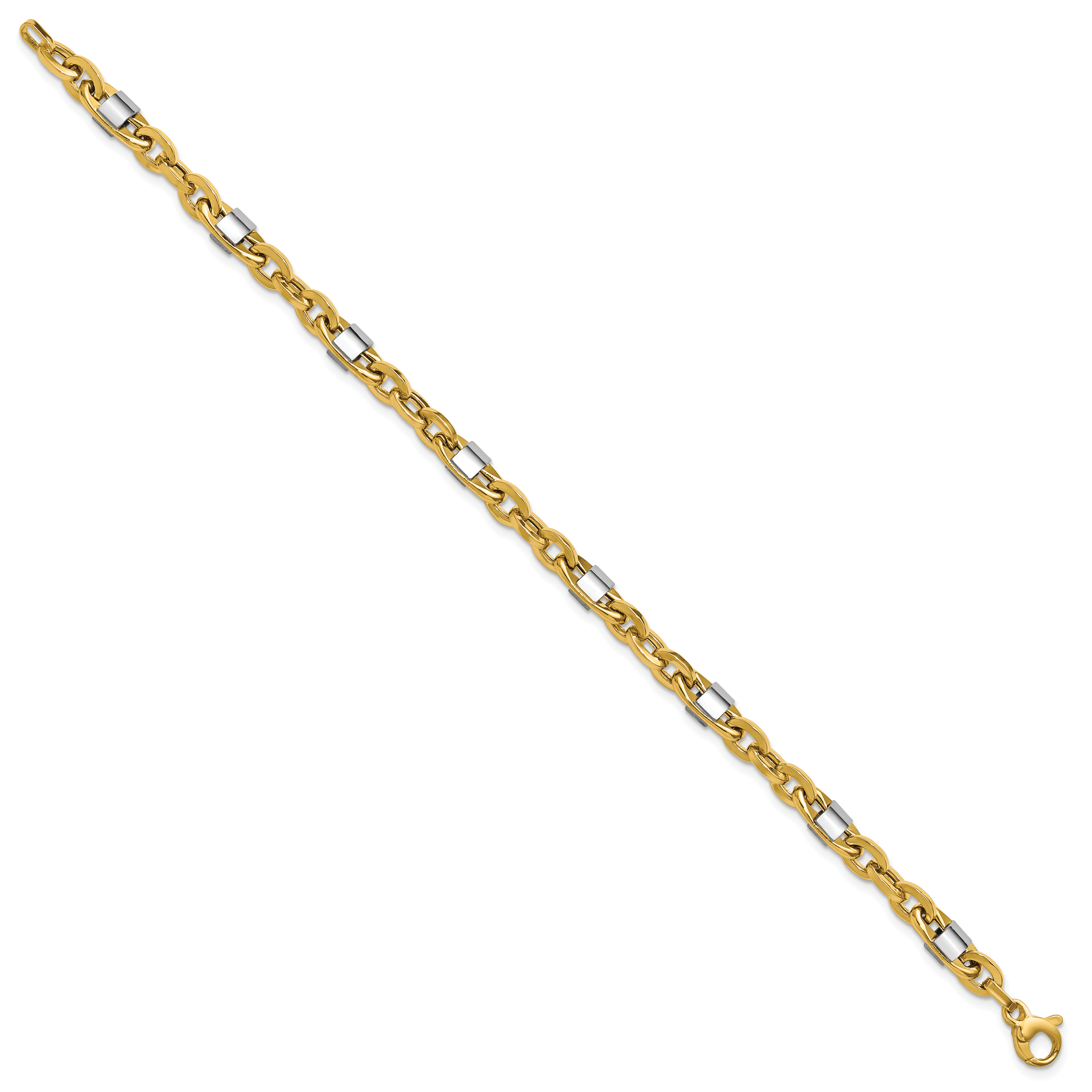 14K w/Wht Rhodium Polished Fancy Oval Men's Link Bracelet Secondary image