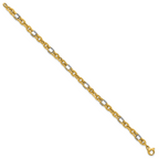 14K w/Wht Rhodium Polished Fancy Oval Men's Link Bracelet