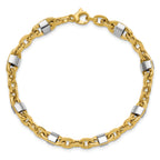 14K w/Wht Rhodium Polished Fancy Oval Men's Link Bracelet