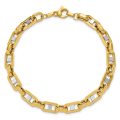 14K w/Wht RH Polished Fancy Flat Anchor Men's Link Bracelet