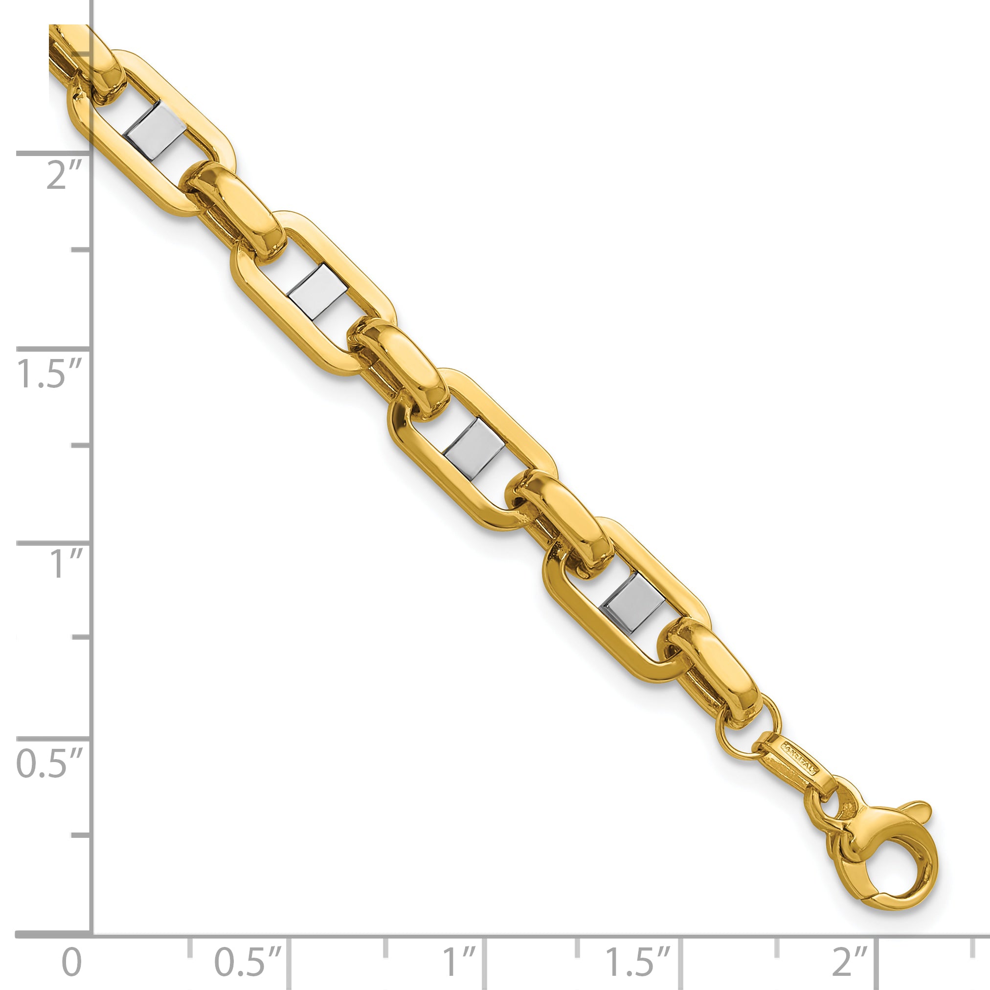 14K w/Wht RH Polished Fancy Flat Anchor Men's Link Bracelet