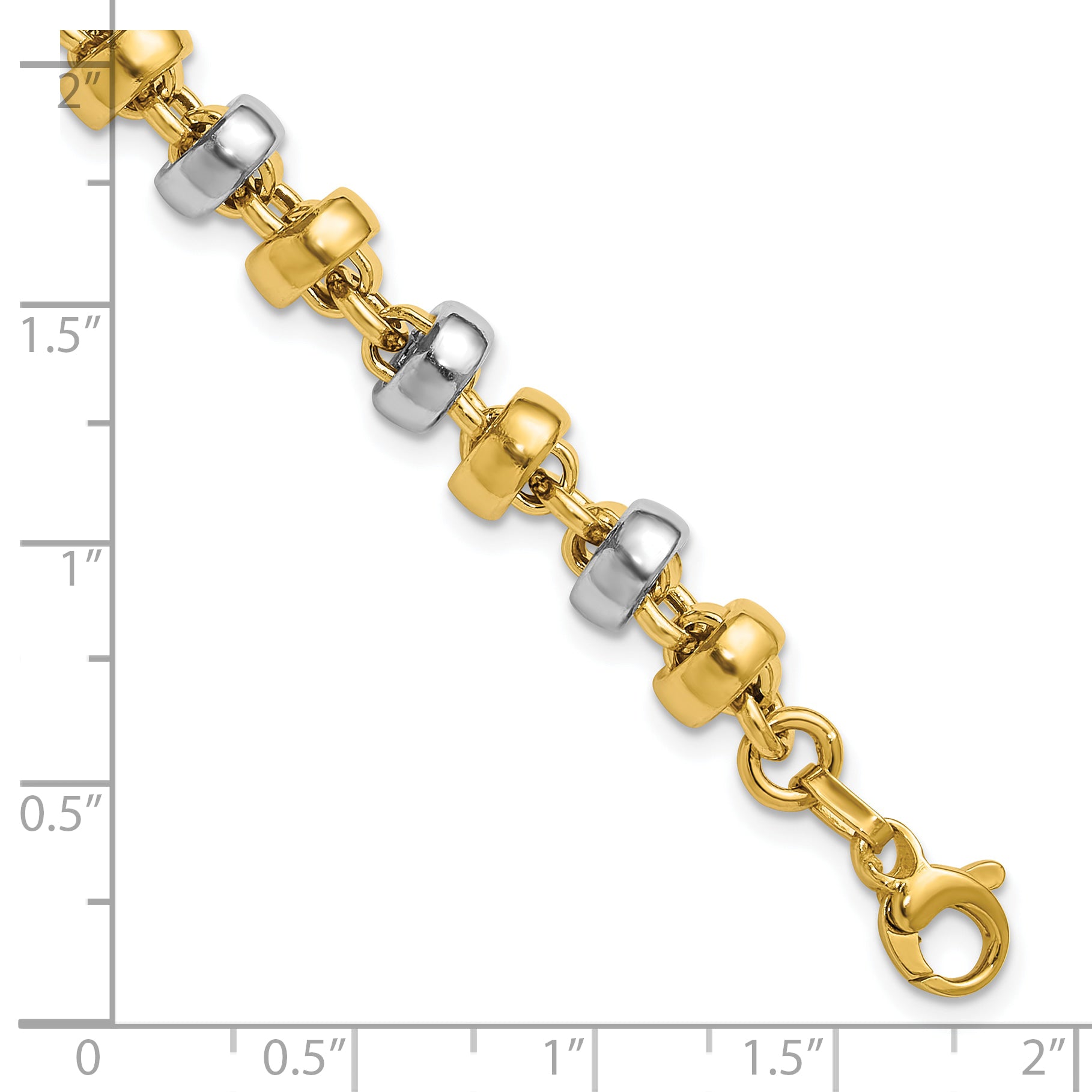 14K w/Wht Rhodium Polish Moveable Beaded Link Bracelet