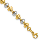 14K w/Wht Rhodium Polish Moveable Beaded Link Bracelet
