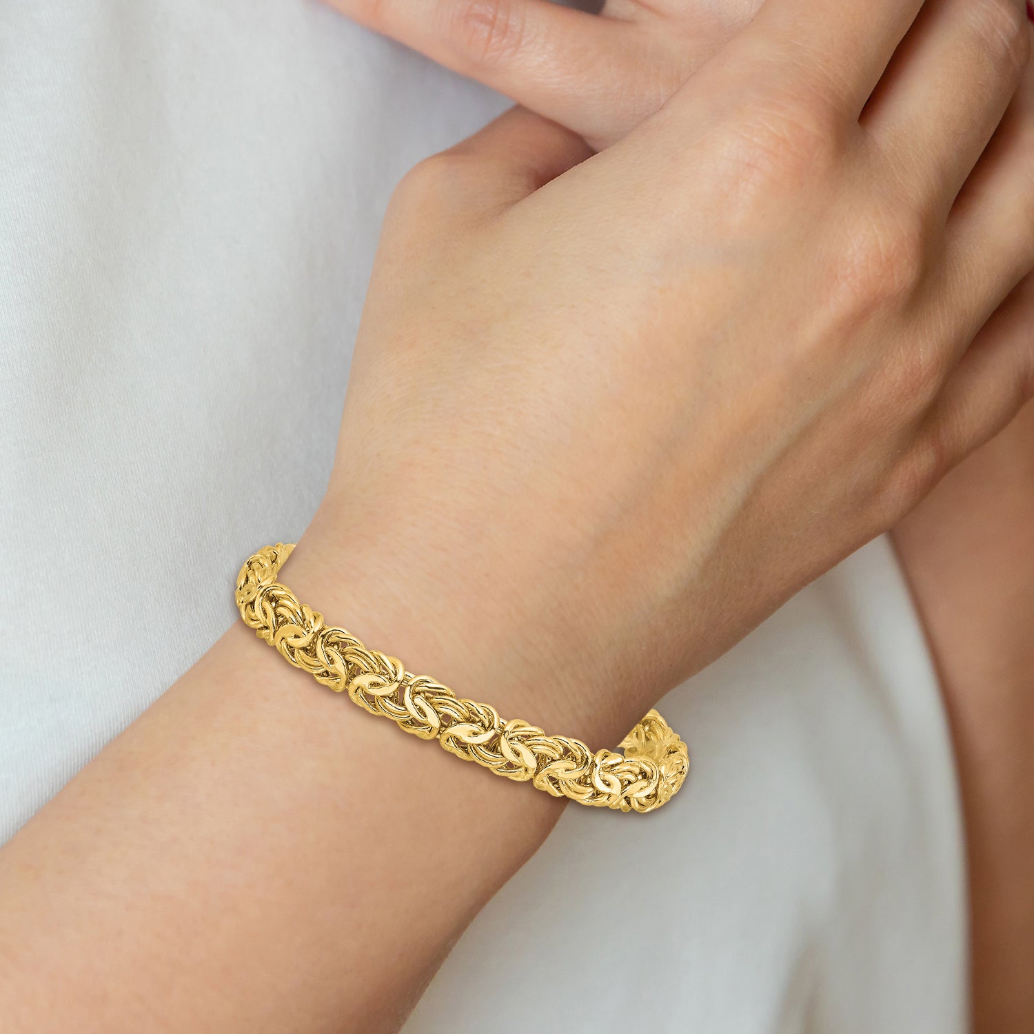 14K Polished 8.0mm Byzantine Link Bracelet