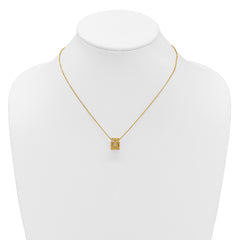 14K Polished Floral Bead with 1 Inch Ext. Necklace