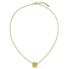 14K Polished Floral Bead with 1 Inch Ext. Necklace