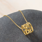 14K Polished Floral Bead with 1 Inch Ext. Necklace